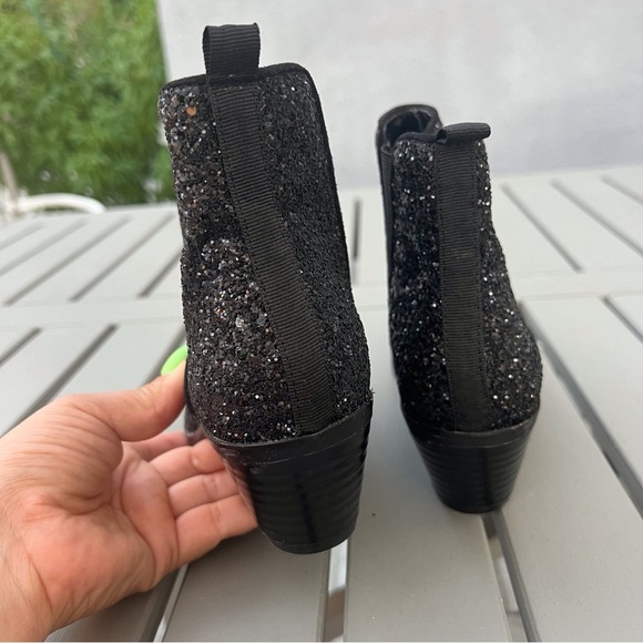 ZARA BLACK GLITTER ANKLE BOOTS BLOCK HEEL SIZE 36 - Picture 5 of 8